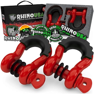 Rhino USA RNO-RED-SHACKLES Rhino USA 3/4" D-Ring Shackle Set (2-Pack)(Red)