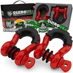 Rhino USA RNO-RED-SHACKLES Rhino USA 3/4" D-Ring Shackle Set (2-Pack)(Red)