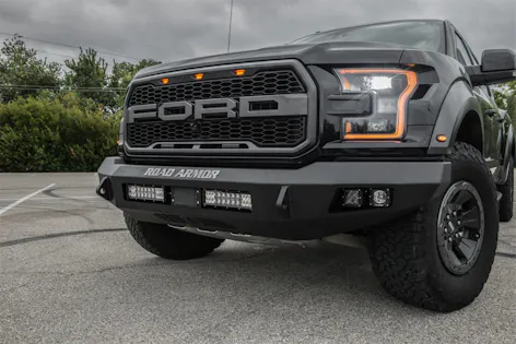 Roadquake Raptor Road Armor 6171F0B-NW (1x) 20-inch RIGID Light Bar; (4x) RIGID Dually ...