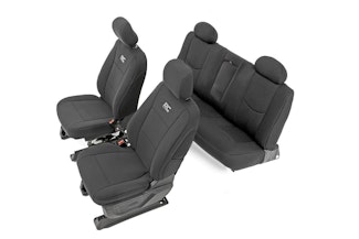 Rough Country 91025 Chevy Neoprene Front & Rear Seat Covers | Black [14-18 Silverado 1500]