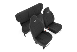 Rough Country 91022 Jeep Neoprene Seat Cover Set | Black [97-01 XJ w/ Non-Detachable Headrest]