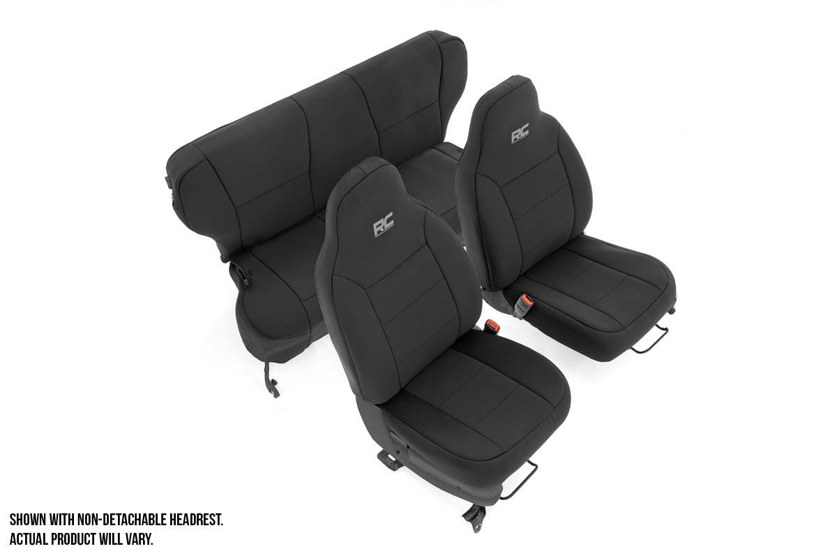 Bench seat covers store non removable headrest