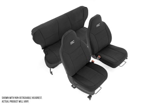 Rough Country 91023 Jeep Neoprene Seat Cover Set | Black [97-01 XJ w/ Detachable Headrest]