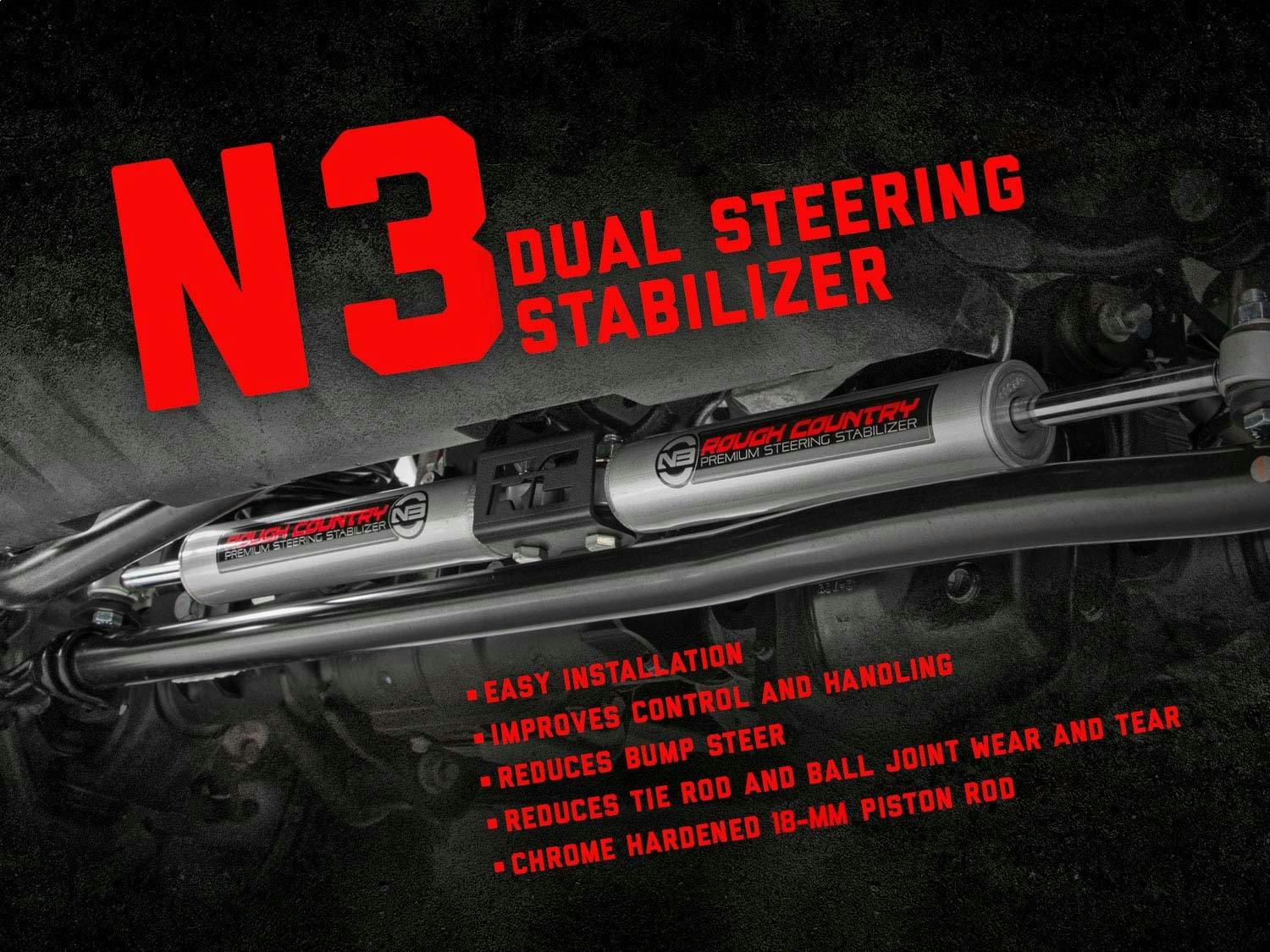 Rough Country 8749130 N3 Dual Steering Stabilizer