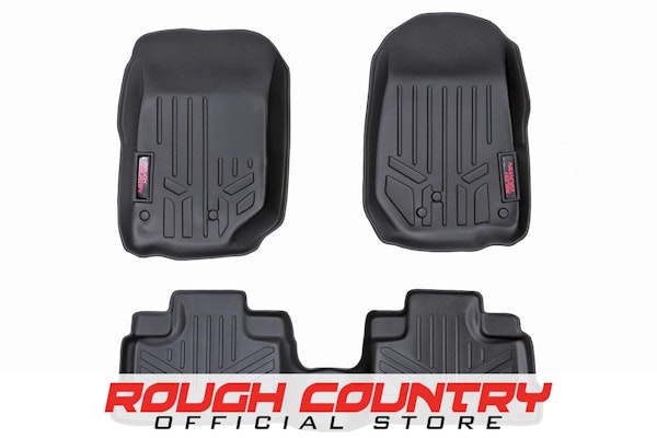 Rough Country M-60712 Heavy Duty Floor Mats - Front & Rear Combo (07-18 JK Unlimited Models)