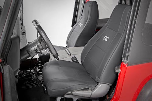 Rough Country 91008 Jeep Neoprene Seat Cover Set | Black [87-90 Wrangler YJ]