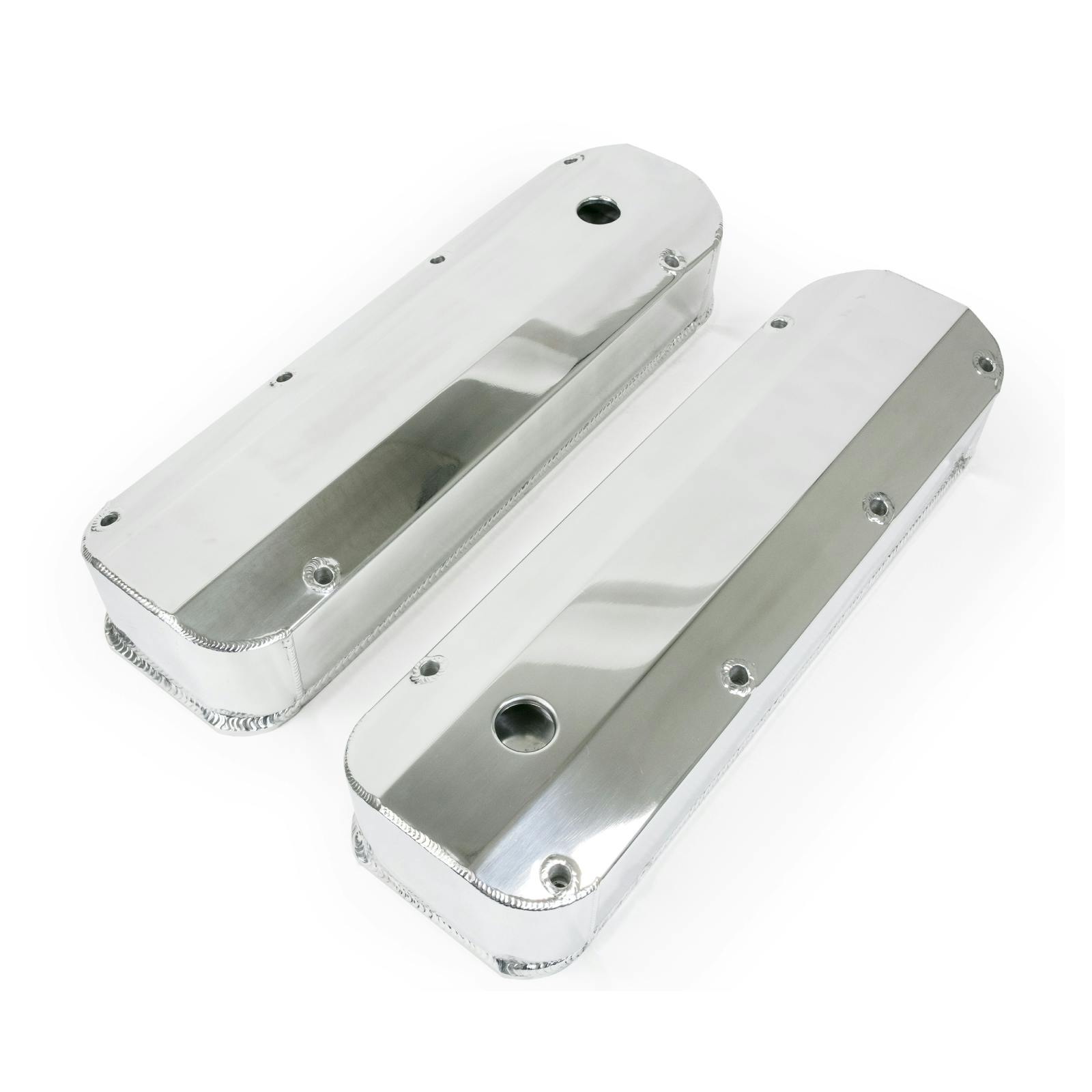 Top Street Performance JM8092-7CA Clear Anodized Tall Fabricated Valve Cover Long Bolt with Breather Hole 
