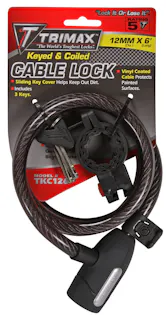 TRIMAX TKC126 TRIMAFLEX COILED CABLE LOCK WITH BRACKET- 6' L X 12MM