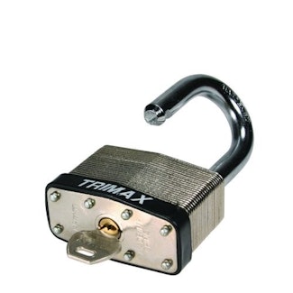 Trimax TLM87 Dual Locking 30mm Solid Steel Laminated Padlock with 7/8 X 3/16