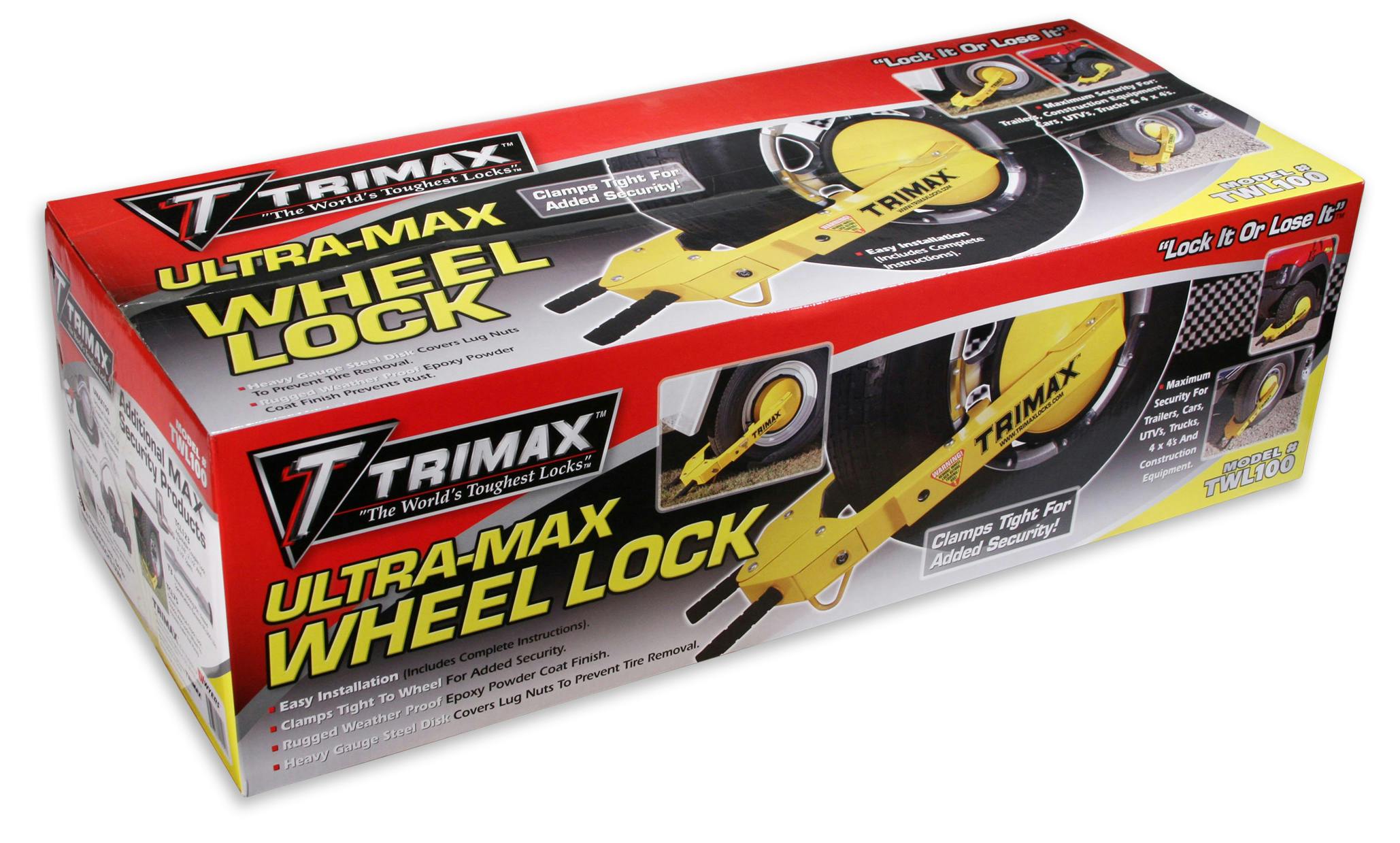 Trimax UltraMax Adjustable Auto Trailer ATV UTV Clamp Boot Wheel Tire Disc Lock 