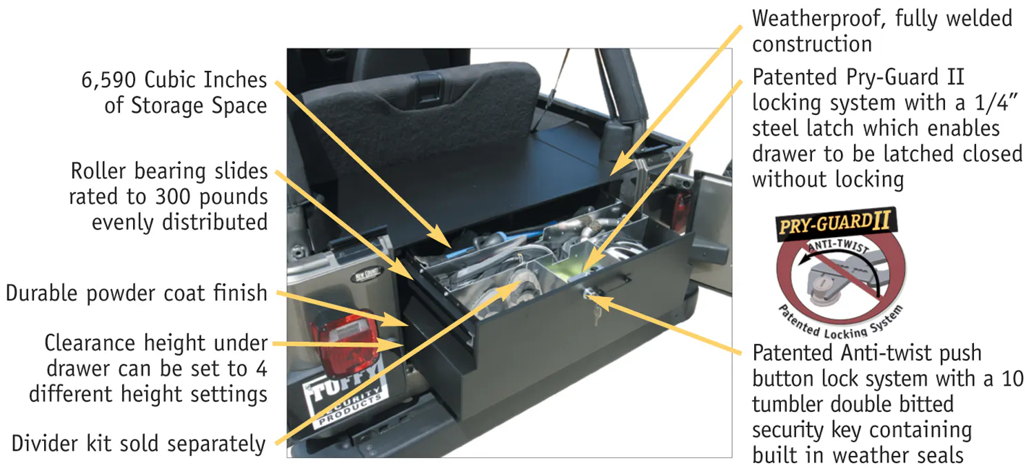 Tuffy Security 131-01 Drawer | Cargo Security | Jeep Wrangler TJ