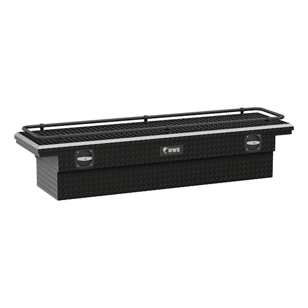 UWS SL-72-LP-BLK-R Gloss Black Aluminum 72 Secure Lock Crossover Truck Tool Box, Low Profile, Rail