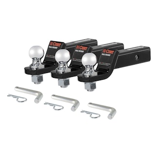 CURT 45037 Loaded Ball Mounts with 2 Balls (2 Shank, 7,500 lbs., 2 Drop, 3-Pack)