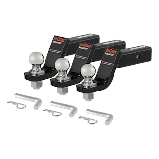 CURT 45057 Loaded Ball Mounts with 2 Balls (2 Shank, 7,500 lbs., 4 Drop, 3-Pack)