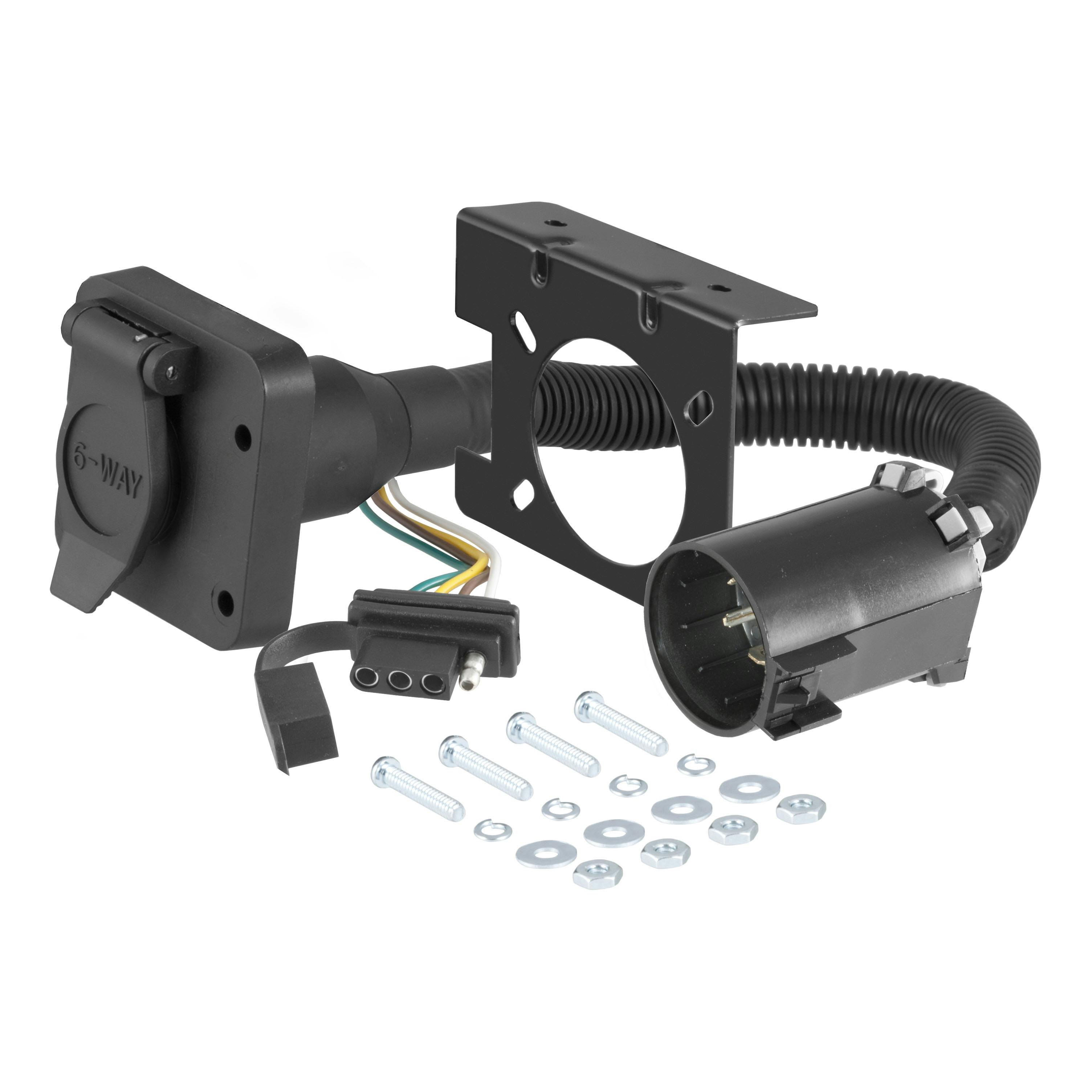 CURT 55664 Dual-Output 6 & 4-Way Connector (Plugs into USCAR)