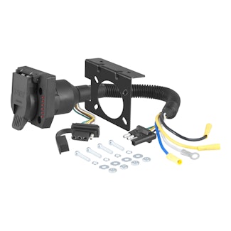 CURT 57674 Dual-Output Electrical Adapter with Tester (Adds 7-Way RV Blade to 4-Way Flat)