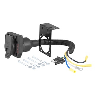 CURT 57676 Electrical Adapter with Tester (4-Way Flat Vehicle to 7-Way RV Blade Trailer)