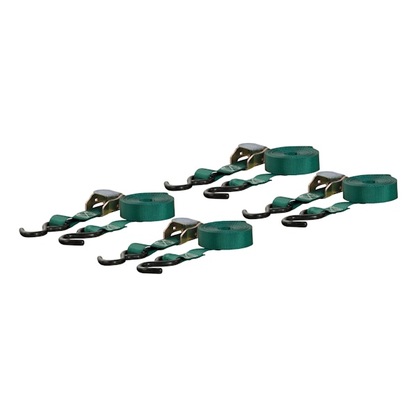 CURT 83016 16' Dark Green Cargo Straps with S-Hooks (300 lbs, 4-Pack)