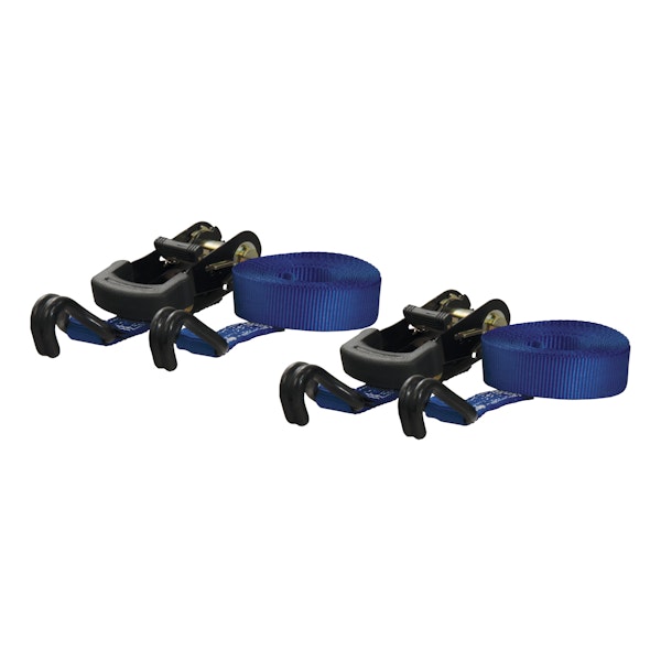 CURT 83020 16' Blue Cargo Straps with J-Hooks (733 lbs, 2-Pack)