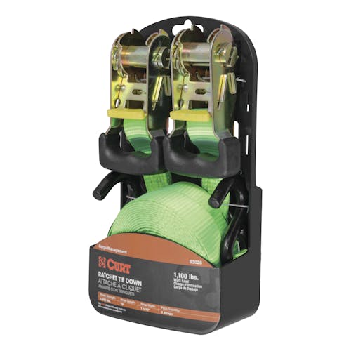 83028 16' Lime Green Cargo Straps with S-Hooks (1,100 lbs, 2-Pack