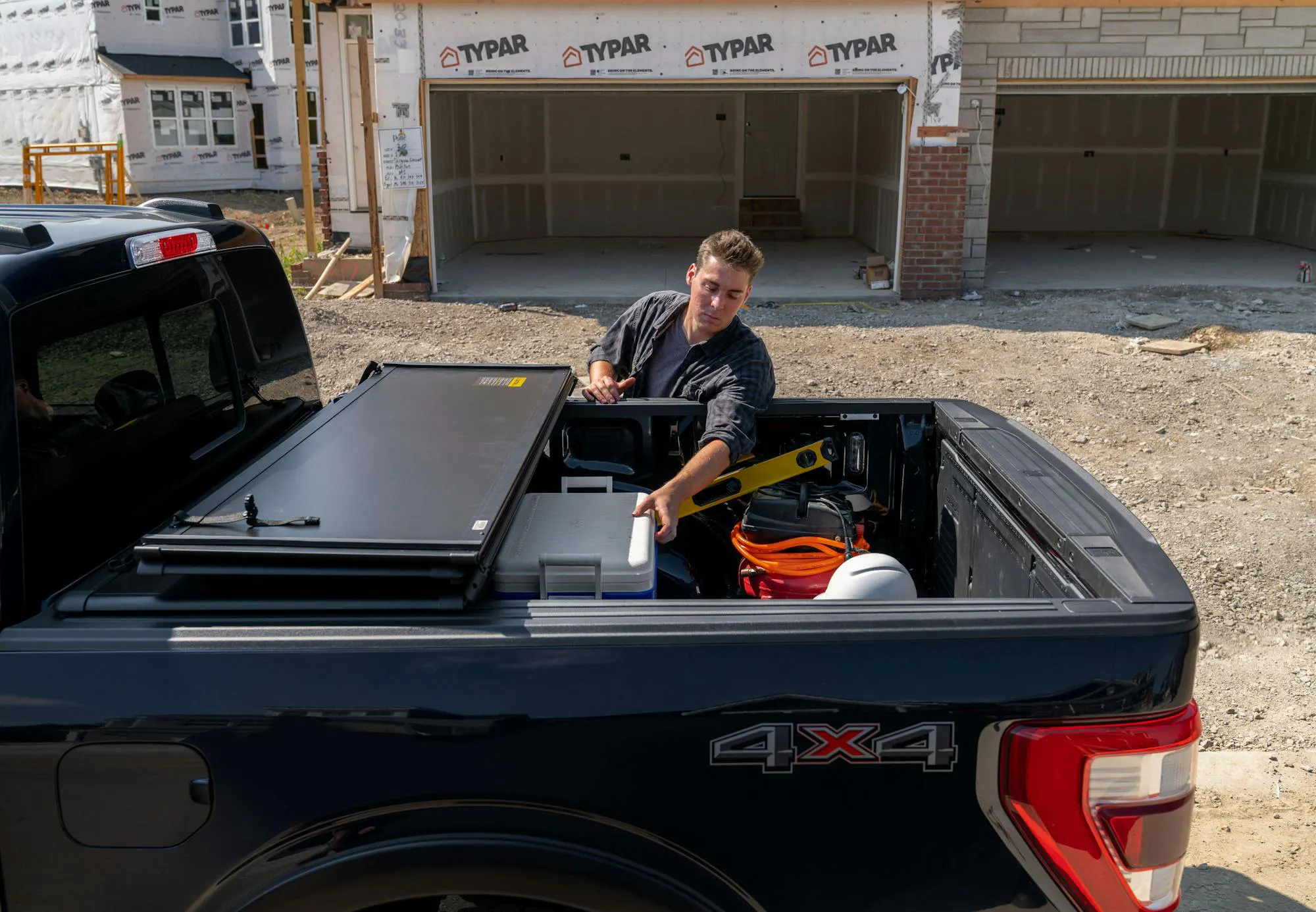 Truck bed cover installed on a pickup truck