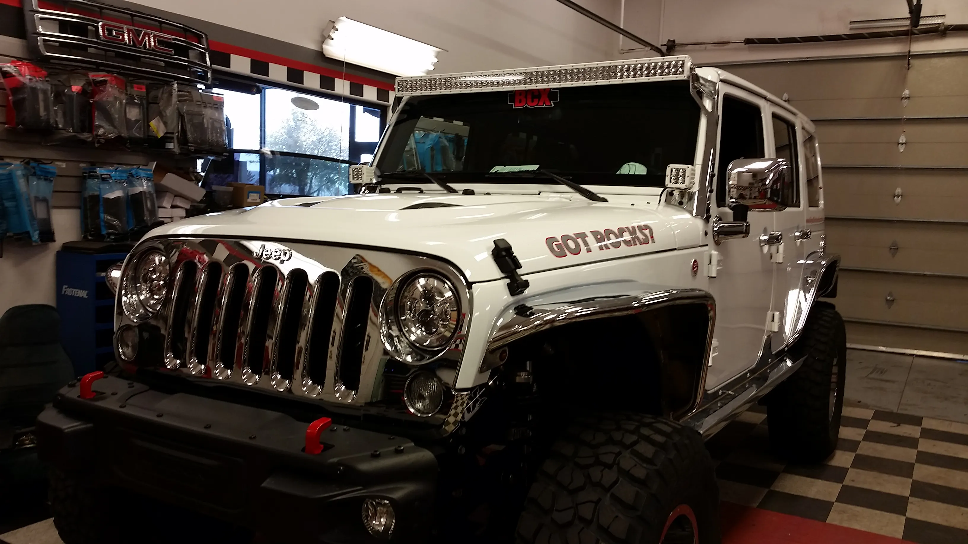 Custom white Jeep