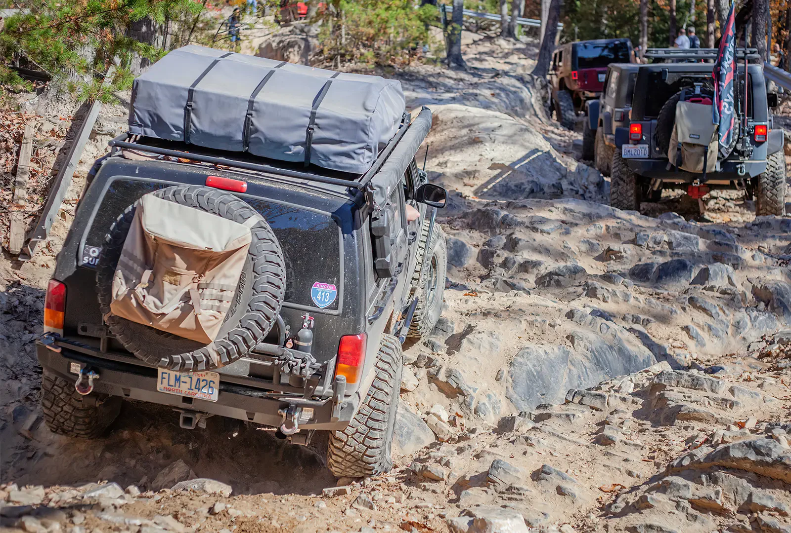 Jeep on a rocky climb at Uwharrie 2021