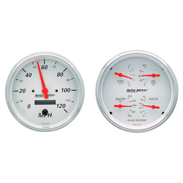 AutoMeter Products 1303 Quad Gauge & Electric. Speedo Kit Artic White