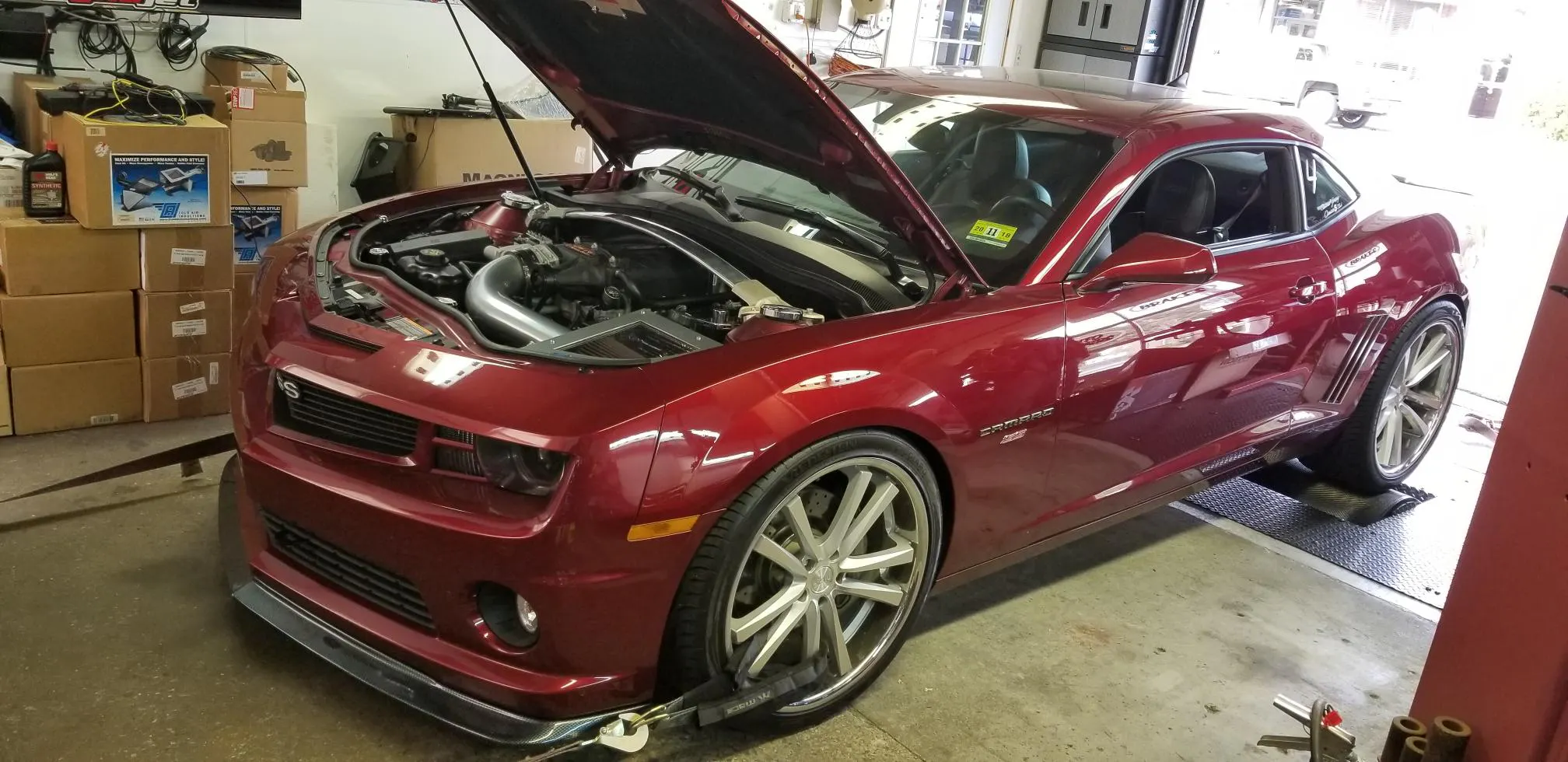 Dyno testing Jerry's Speed Shop - car on dyno