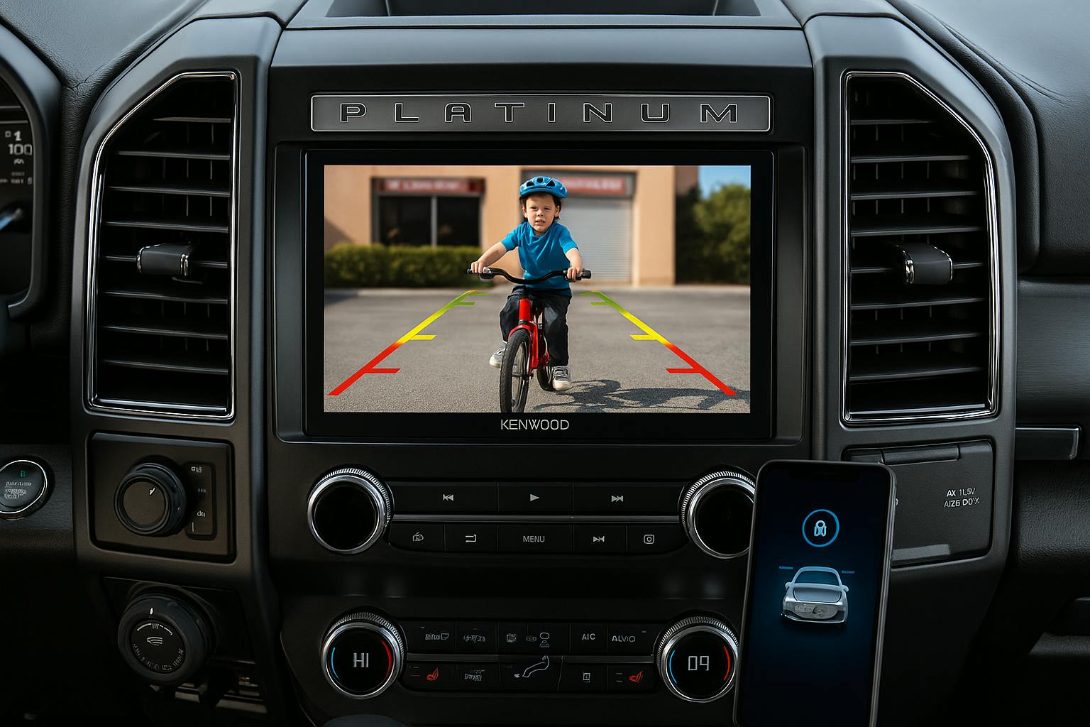 Ford F-250 backup camera view installed by MCOR Automotive