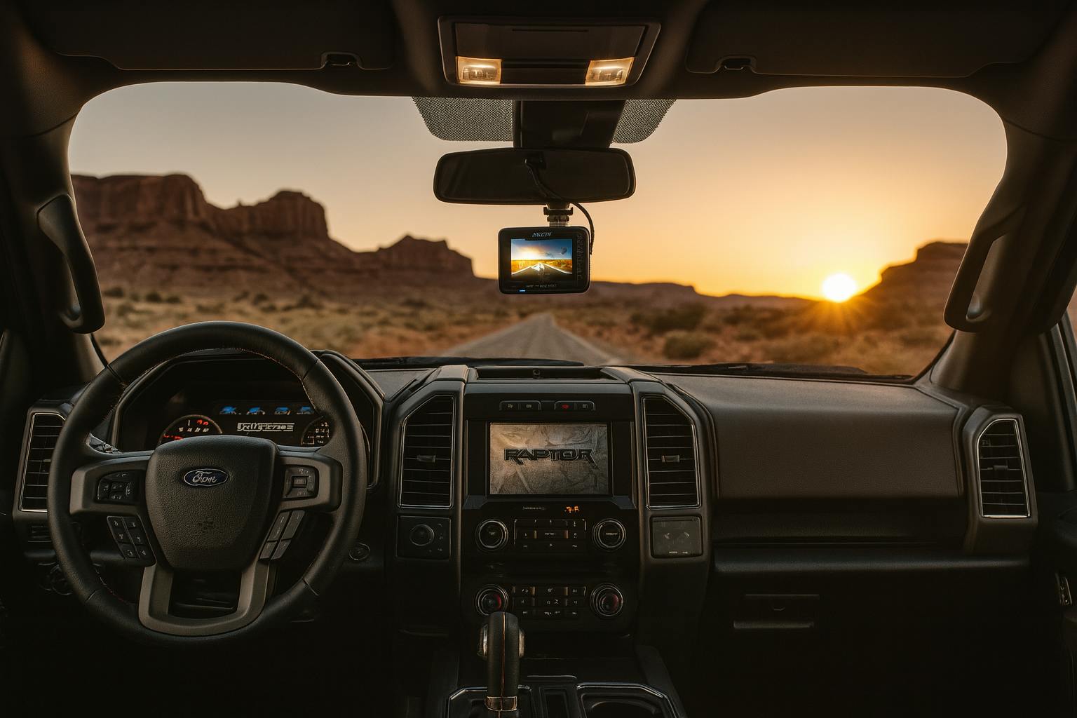 Ford Raptor with professionally installed dash cam