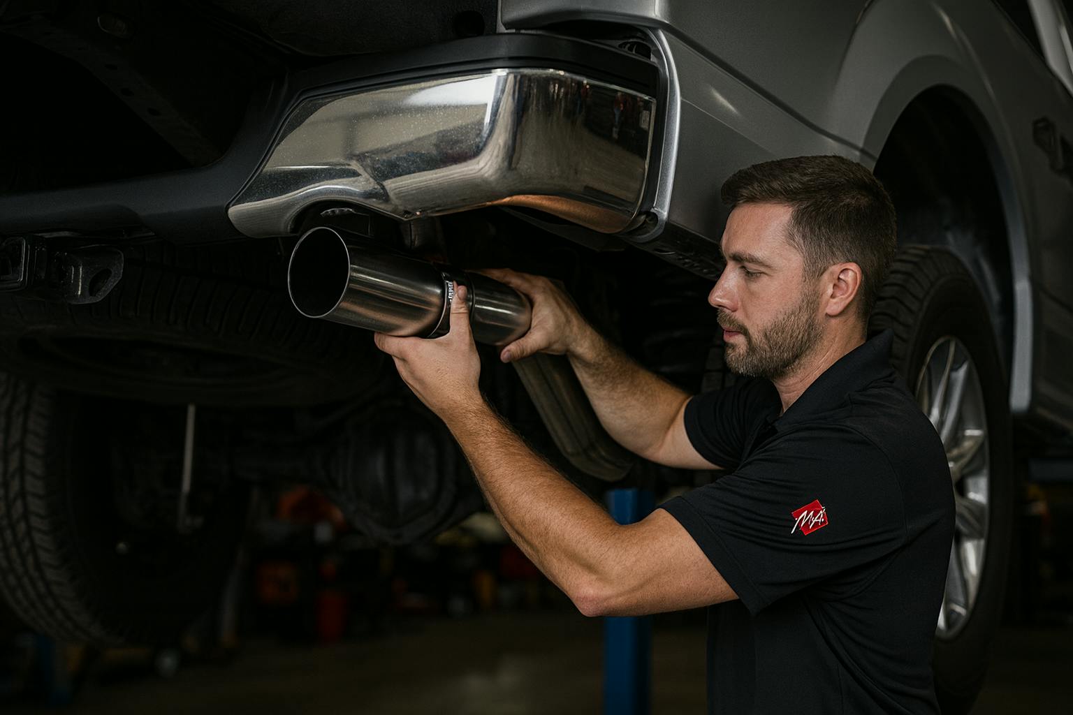 Performance exhaust installation example 1