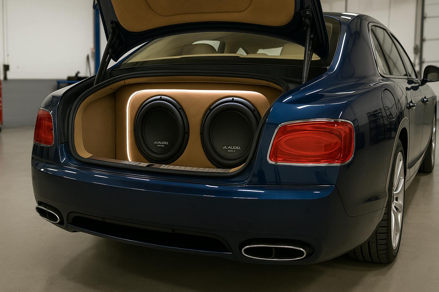 Bentley custom subwoofer and amplifier install at MCOR Automotive