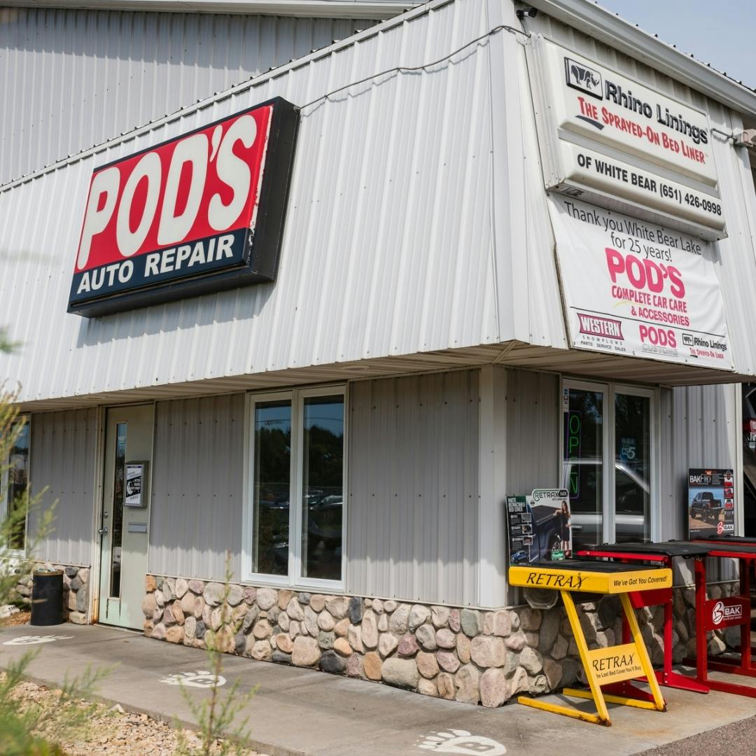 Pod&rsquo;s Customs Truck & Auto Accessories shop exterior in White Bear Lake, Minnesota