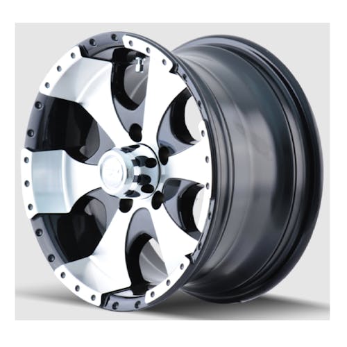 Ion 1365665BX Single 15x6 136 Black/Machined Lip 5x114.3 0 Offset Trailer Wheel