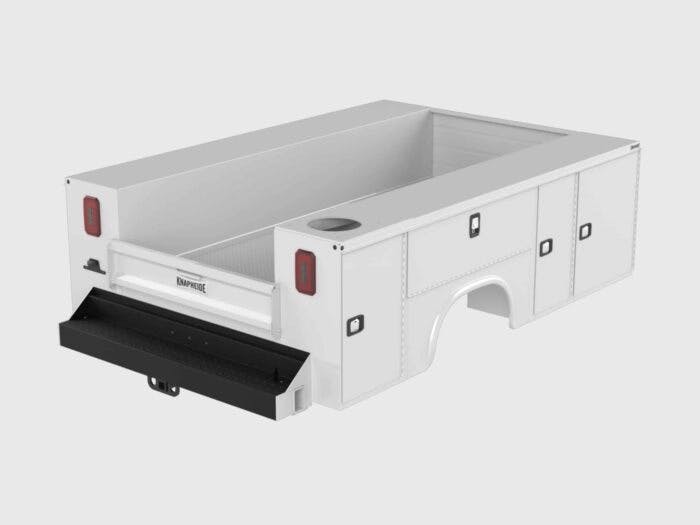 Knapheide crane service body with mounted crane on a job site